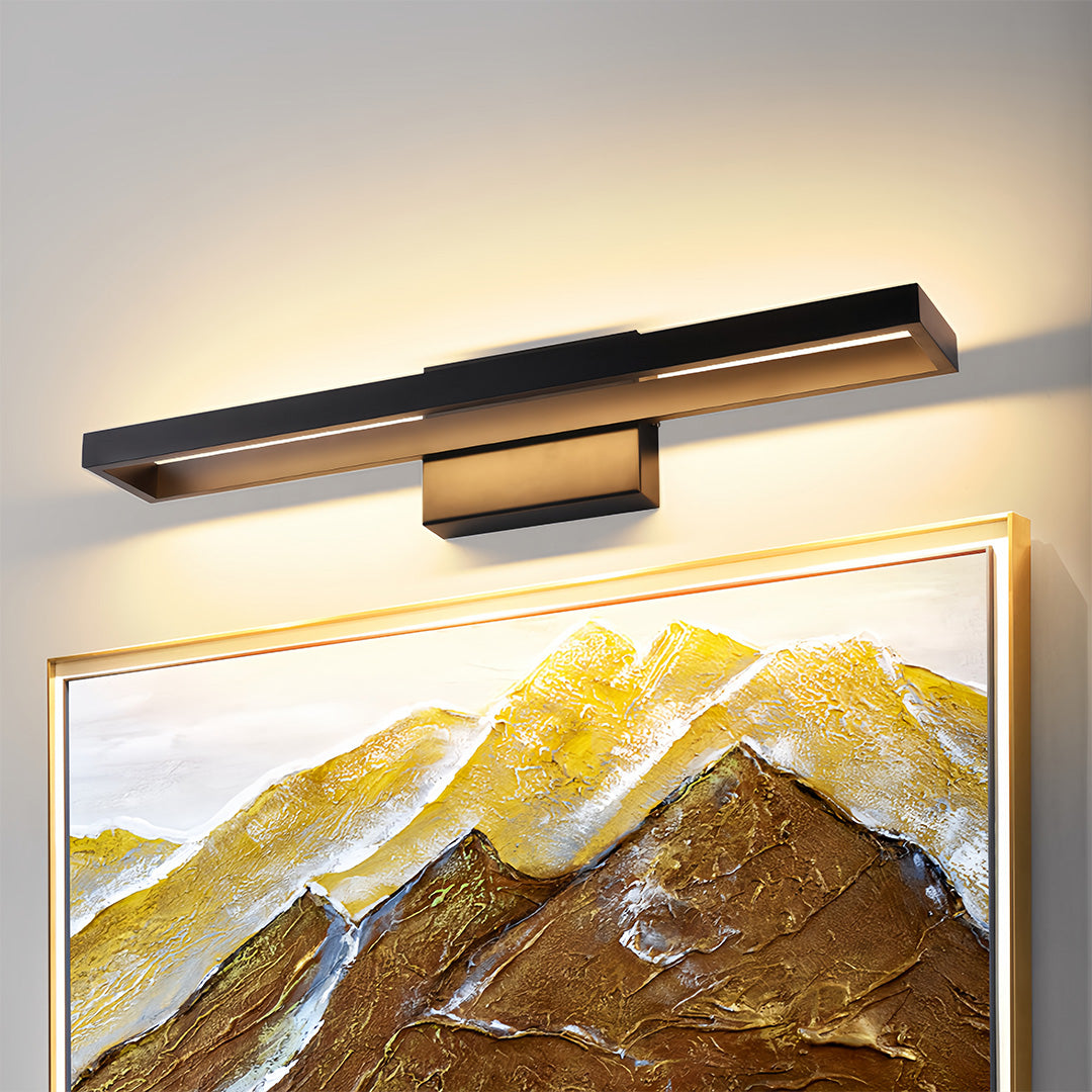 Modern Vanity Light Bar — Black Aluminum and Iron, 12W LED, 3000K, Hardwired