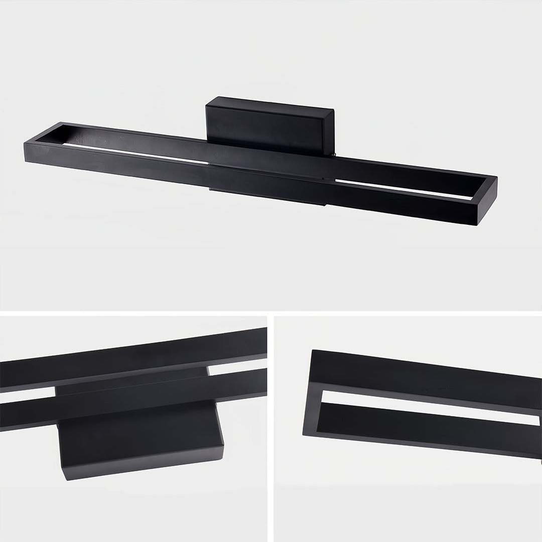 Modern Vanity Light Bar — Black Aluminum and Iron, 12W LED, 3000K, Hardwired