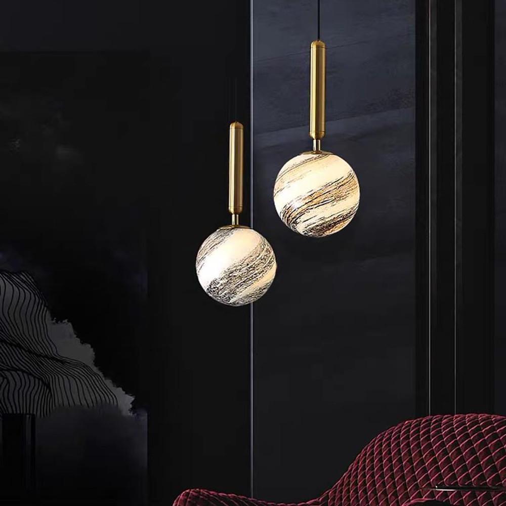 Distressed Globe Mini Pendant — Metal and Acrylic, 5W LED Warm White (3000K), 6" Diameter, Adjustable Cord