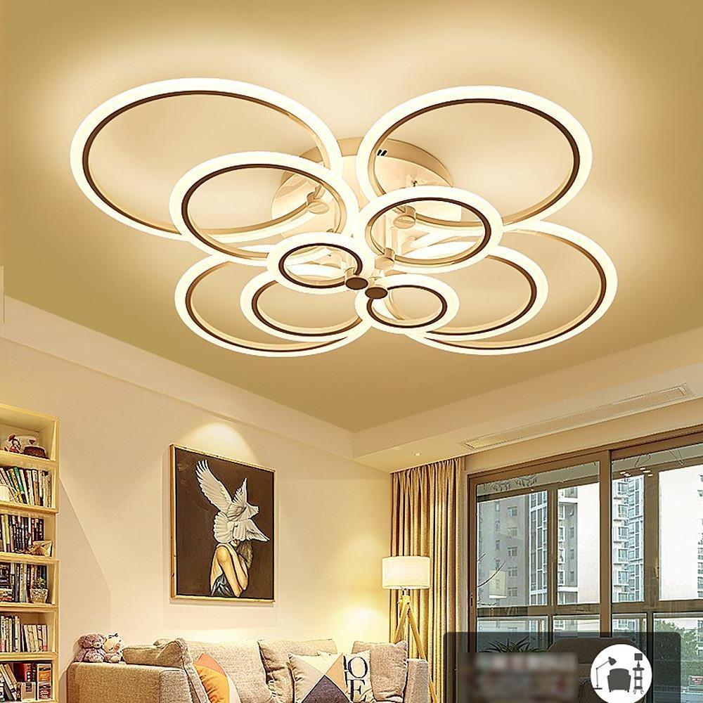 Tiered Circles Flush-Mount Ceiling Light — Aluminum & Acrylic, 2800K–7000K, 4-Light / 6-Light / 8-Light