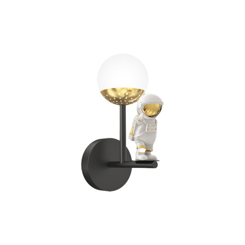 Moon Astronaut Diffused Wall Sconce — Iron, Acrylic & Resin, 20W LED, Three-Step Dimming (3000K/4500K/6000K), Black, White & Gold