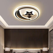 Modern Flush Mount Ceiling Fan with Lights - Multi-Circle Dimmable LED Design with Electroplated Finish Luxe