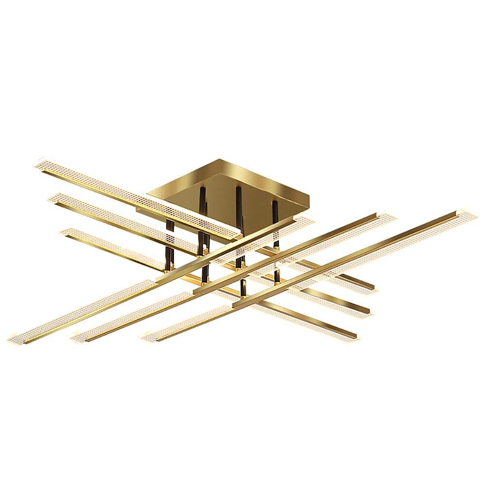 Linear Semi Flush-Mount Ceiling Light — Acrylic and Metal, 8- or 12-Light, 3-Step Dimming, Remote Control