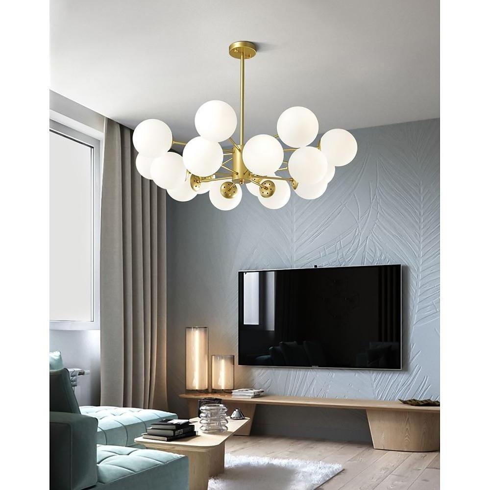 Globe Cluster Chandelier — Metal and Glass, LED, 6/8/12/16-Light, E26/E27, 110–120V