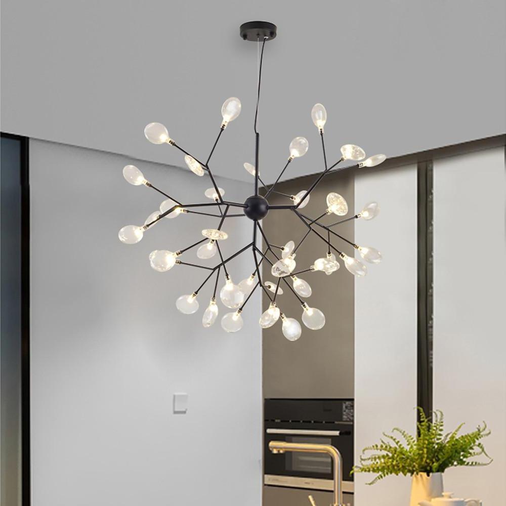 Sputnik Chandelier — Black and Gold Metal, 36-Light LED Cluster, 30" Diameter, 3000K / 6000K