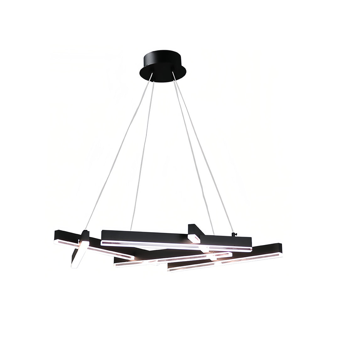Geometric Branch Chandelier — Matte Black Aluminum, Acrylic, LED, Three-Step Dimming, 2 Sizes