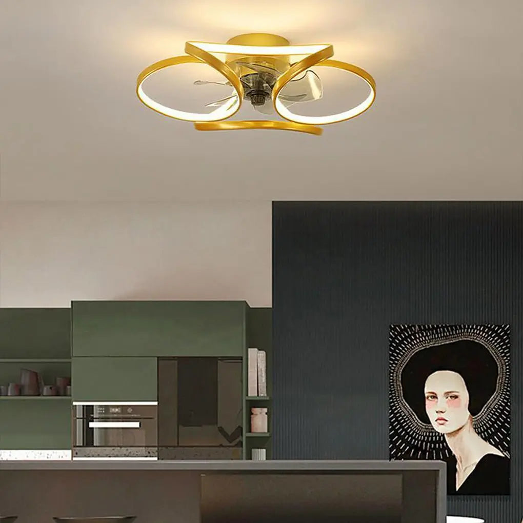 Modern Flush Mount Ceiling Fan Lights with Flower Design and Remote Control Luxe
