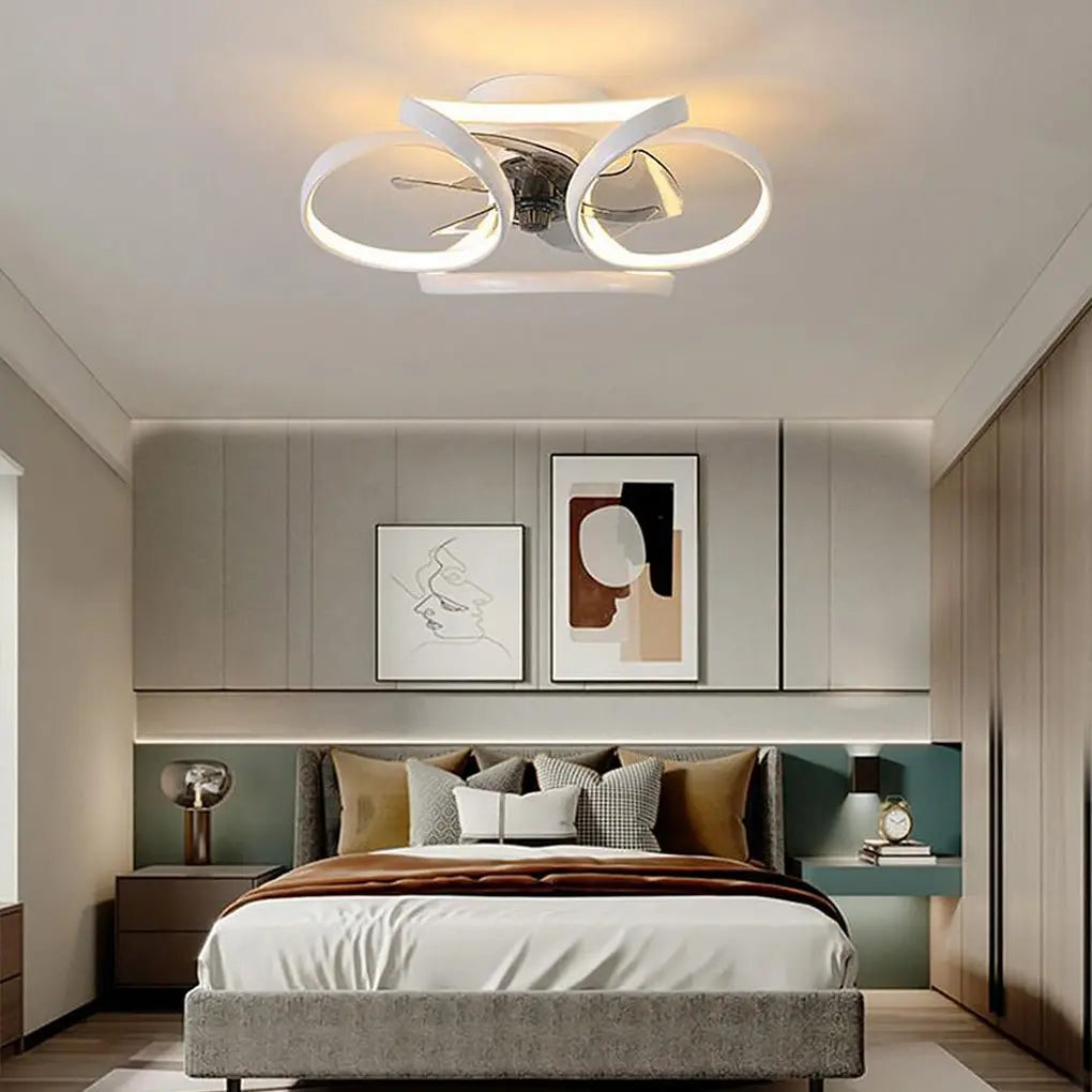 Modern Flush Mount Ceiling Fan Lights with Flower Design and Remote Control Luxe