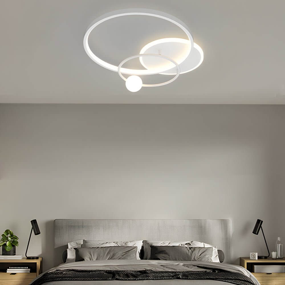 multi circle led flush mount ceiling light available in gold black and white