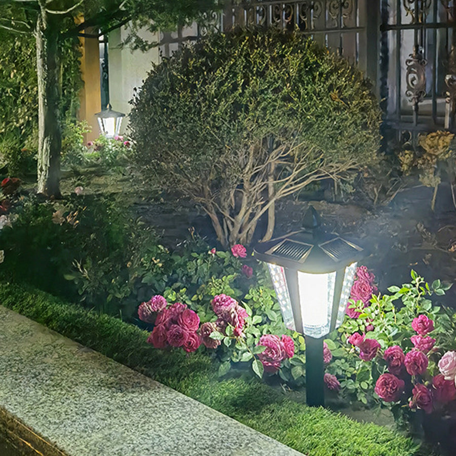 Pointed-Top Solar LED Path Light — Die-Cast Aluminum, Dual-Color 3000K/6000K, Adjustable Height, IP54, Stake or Base Mount