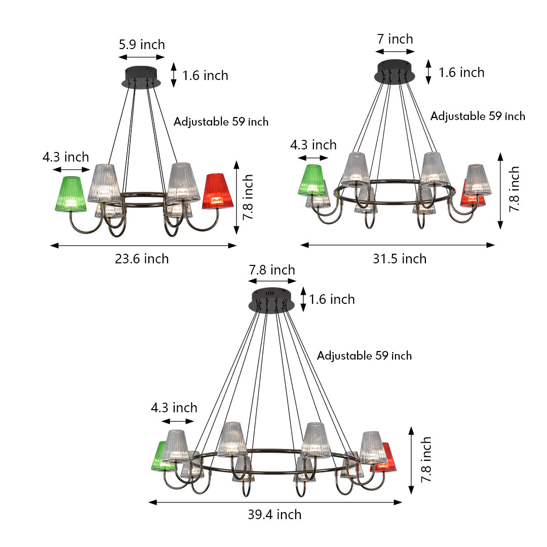 Branch Chandelier — Glass, 6/8/10-Light, Multi-Layer, Tri-Color Dimming, Adjustable Height