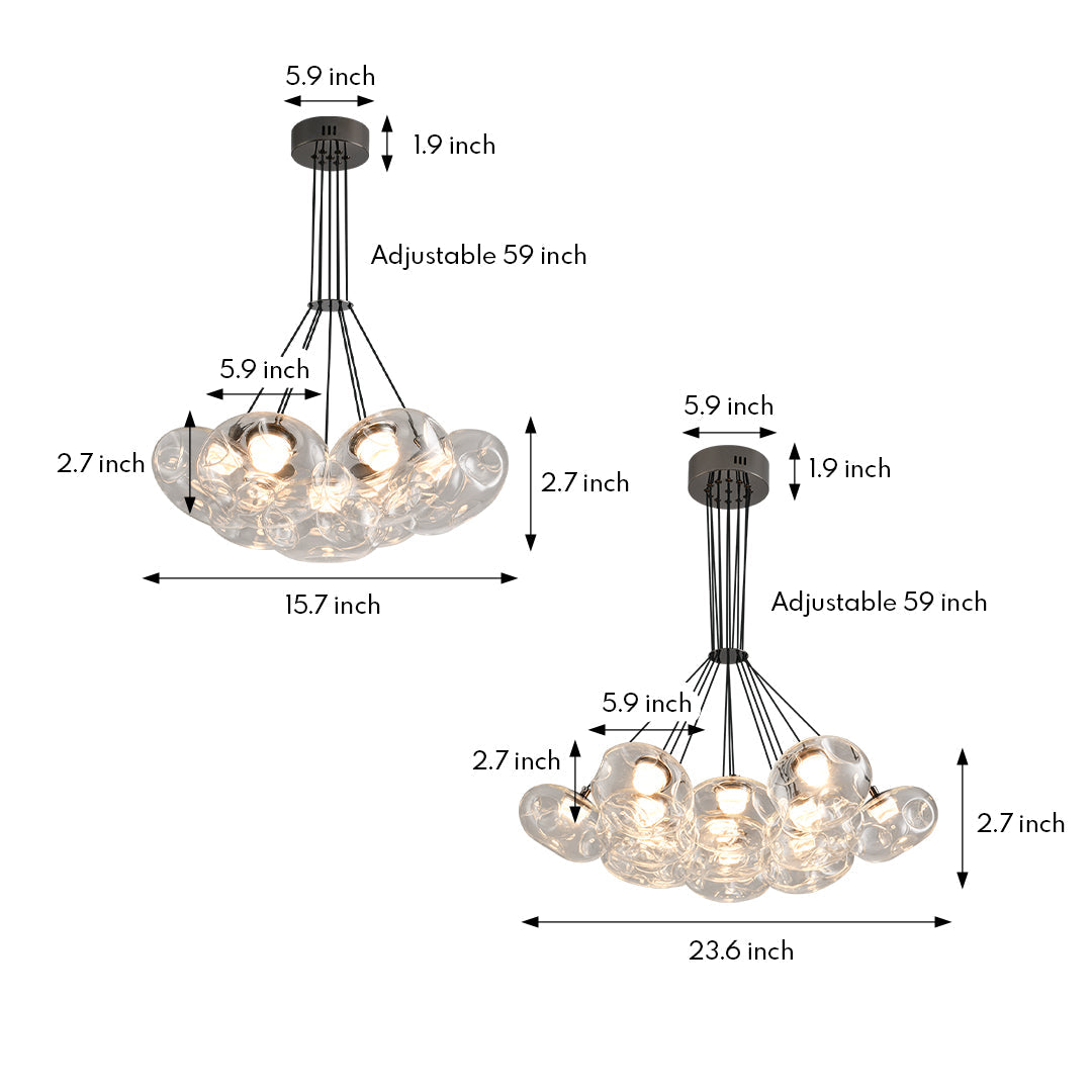 Minimalist Starry Sky LED Chandelier — Stainless Steel and Glass, 7- or 13-Light, Three-Color Dimming, Ra≥97