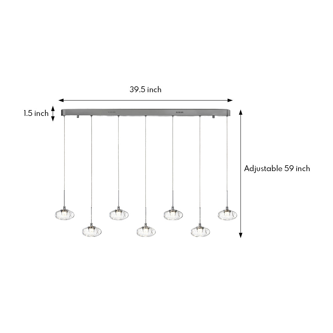 Minimalist Ring Pendant Light — Stainless Steel & Nano Glass, 7-Light, 49W, 3-Step Dimming, Chrome or Gold