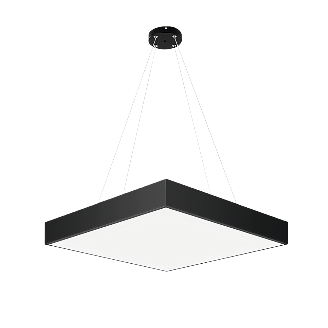 Multi-Diamond Geometric Chandelier — Black Iron, Adjustable Chain, White Acrylic Shade