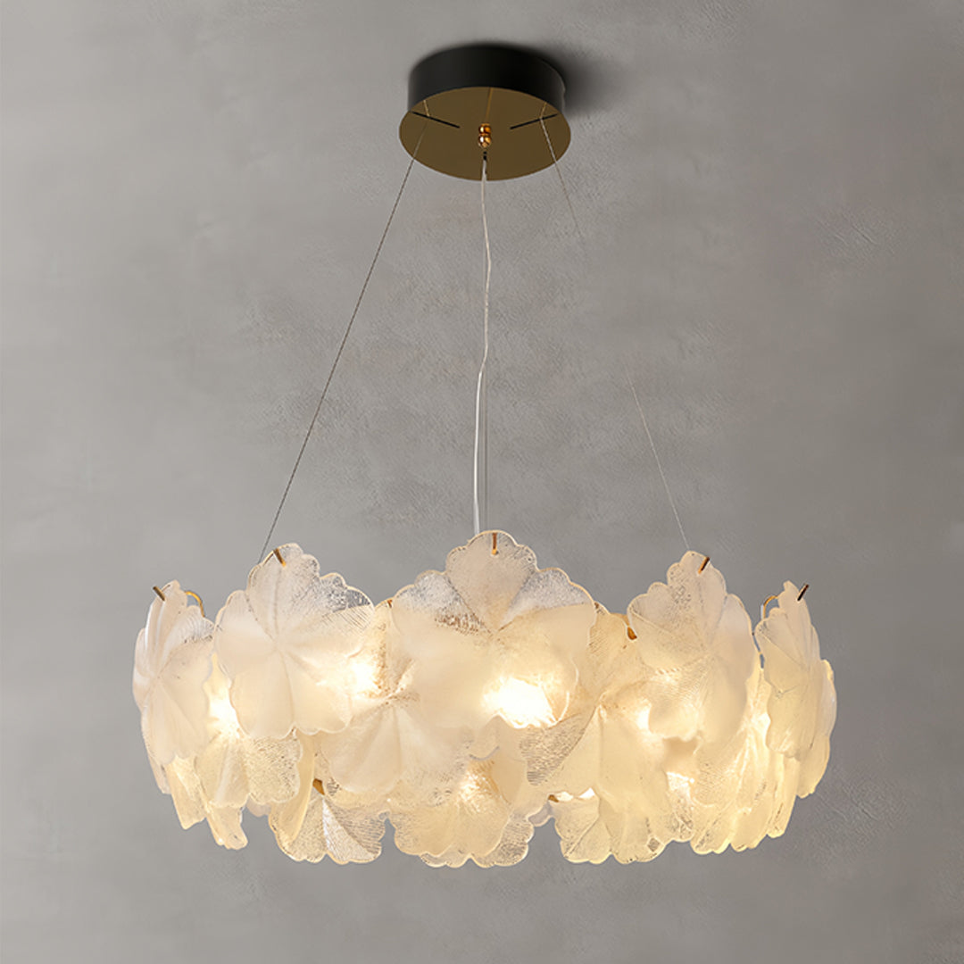 French Wreath Glass Garland Chandelier — K9 Crystal Clover Shades, 3-Step Dimming, 50cm / 60cm
