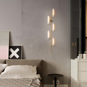 Art Deco Linear Wall Sconce — Solid Brass and Glass, E14, 3-Step Dimming, 1-, 2-, or 4-Light
