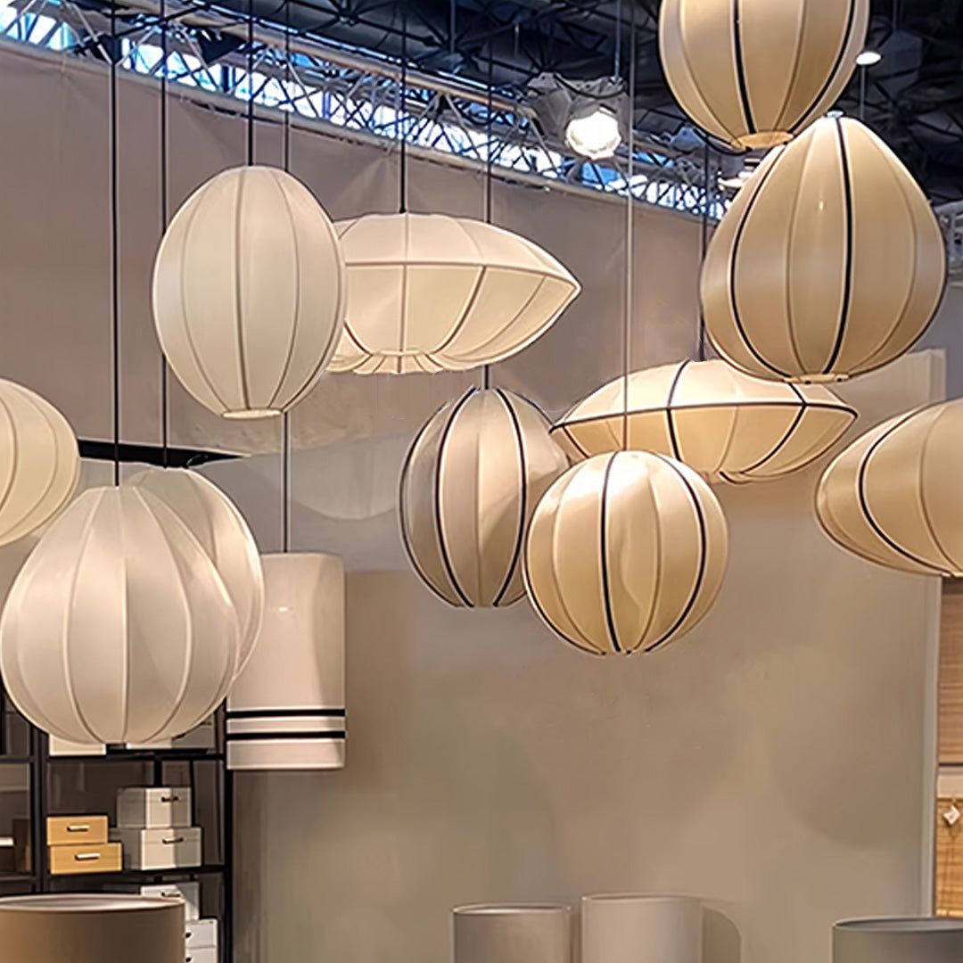 Vintage Lantern Pendant — Fabric Shade, E27, 5W LED 4000K, 30cm / 40cm / 50cm