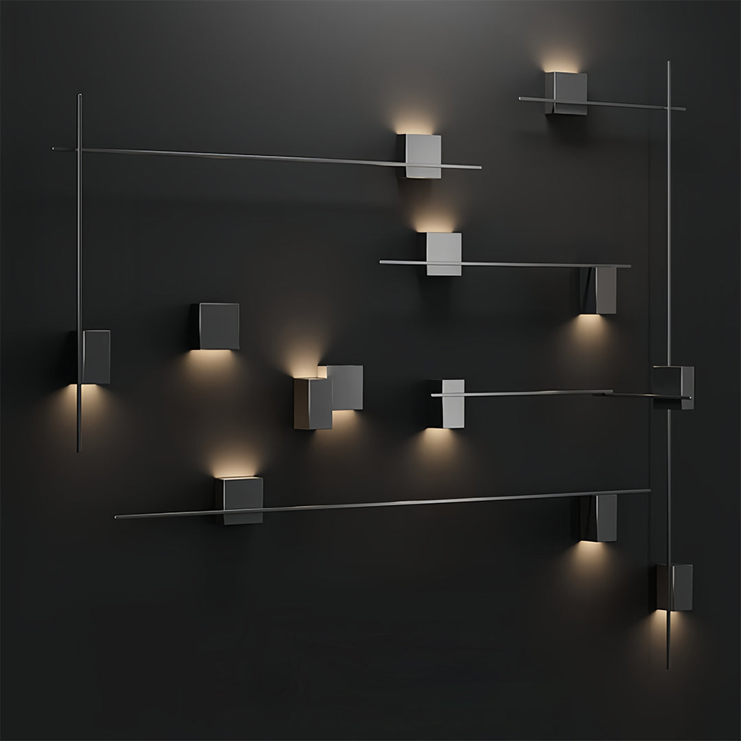 Minimalist Rectangular Linear Wall Sconce — Black Iron, LED, 3-Step Dimming (3000K/4000K/6000K), 5W–10W