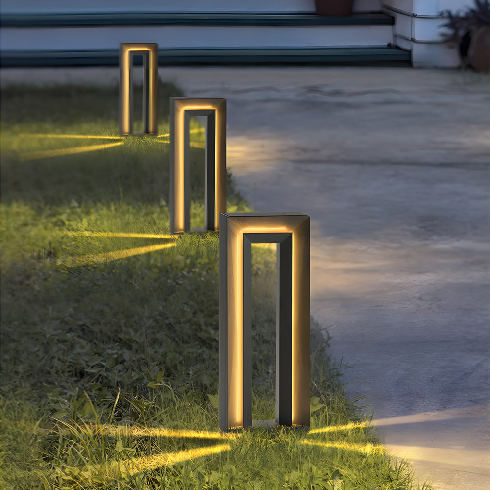 Modern Minimalist Arch Solar / Hardwired Bollard Light — Stainless Steel, LED 3000K, IP65, 10W, Dusk-to-Dawn