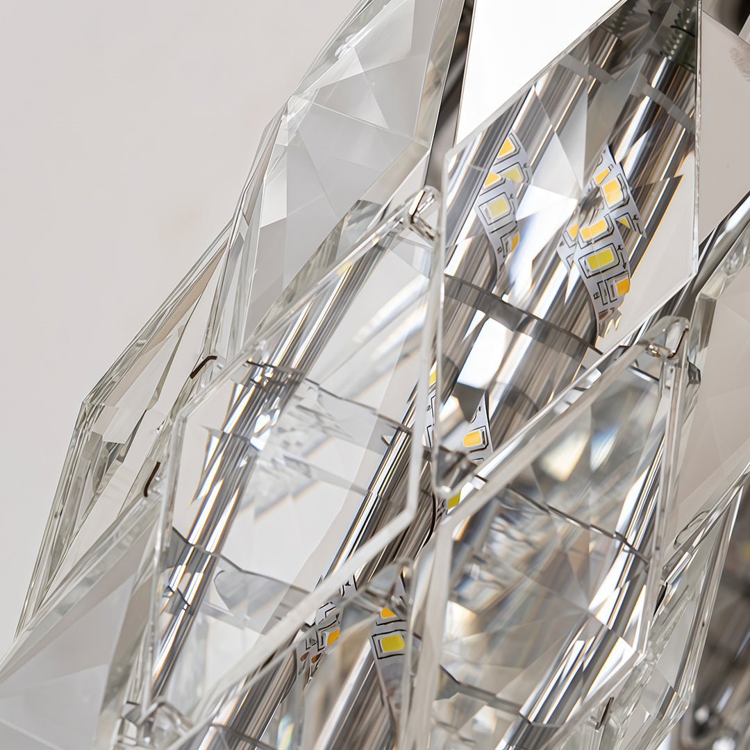 Geometric Crystal Wall Sconce — Stainless Steel, LED, 3-Step Dimming (3000K/4500K/6000K), Small 7W or Large 24W
