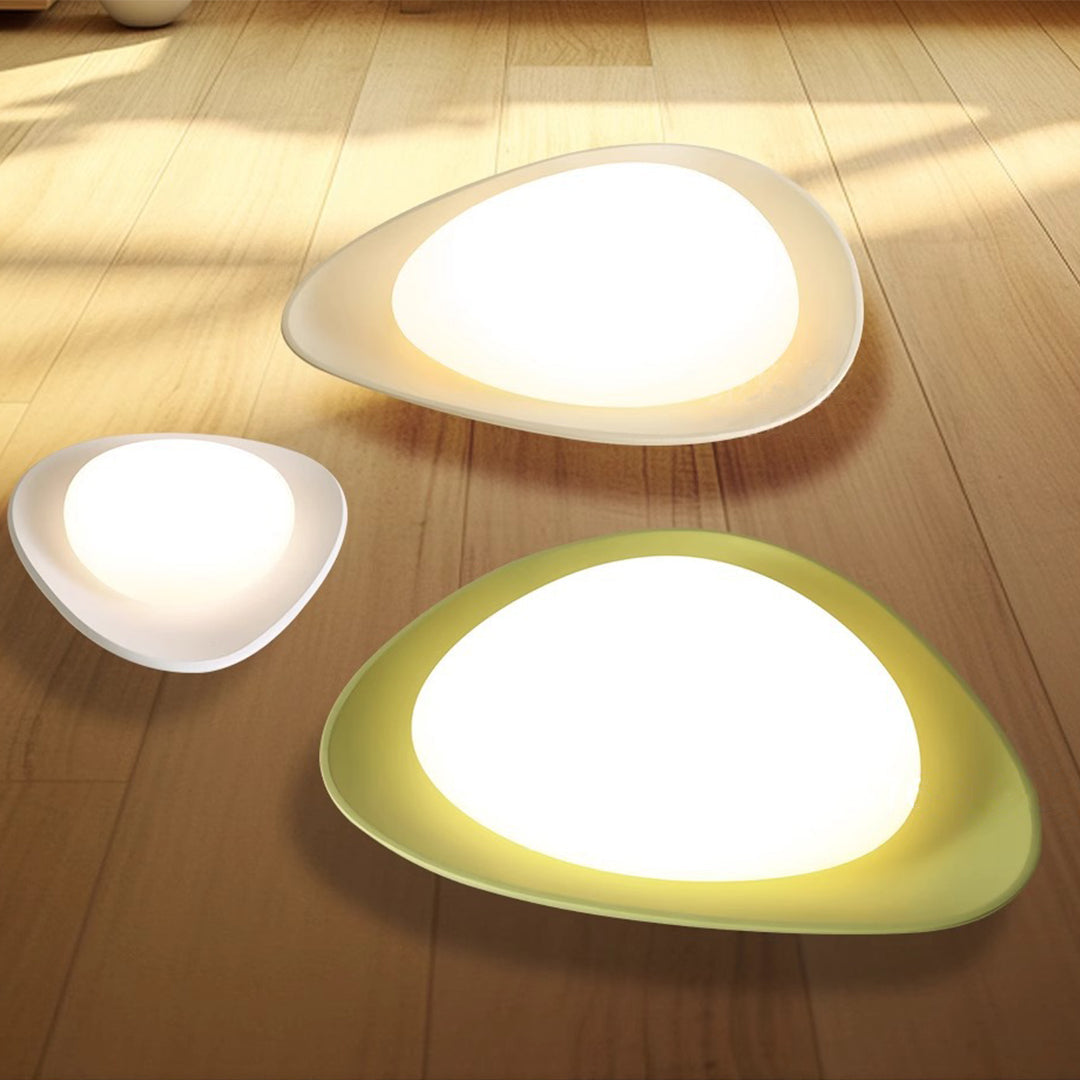 Pebble Flush-Mount Ceiling Light — Resin & PE, Full Spectrum LED, 3-Step Dimming, 18" / 24", 24W / 36W