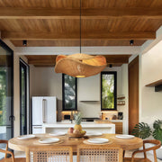 Wabi-Sabi Rattan Pendant Light — Hand-Woven, Iron Frame, 59.1" Adjustable Chain