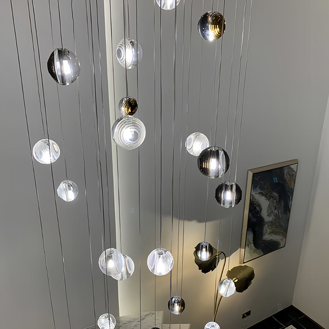 Crystal-Accented Mini Pendant Light — Metal, 1-Light, 12W, G4, 3000K Warm White, Adjustable 70.87" Cord