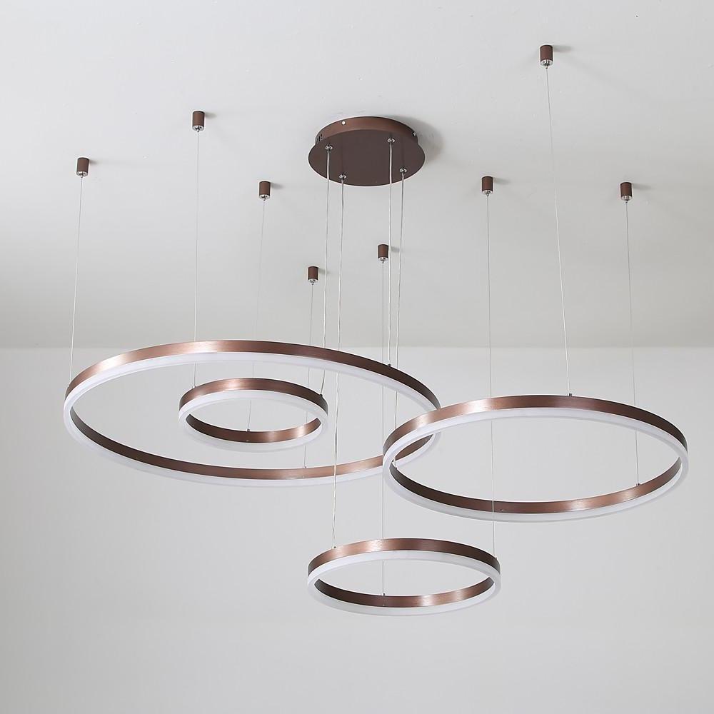 Large Circle Chandelier for High Ceilings — Aluminum & Acrylic, 31" Dimmable LED, 3000K–6000K, 59" Adjustable Chain