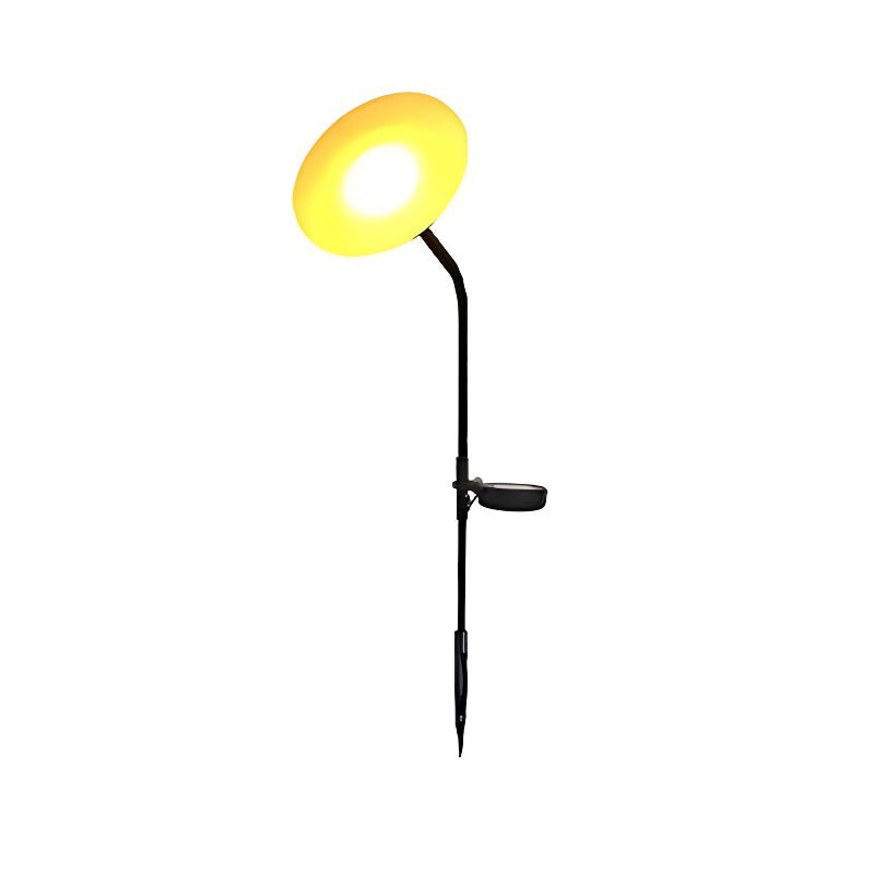 Mushroom Solar Lawn Light — Stainless Steel & Acrylic, Black & Gold, LED 3000K, IP65, Adjustable Pole, 5.9" × 33.5"