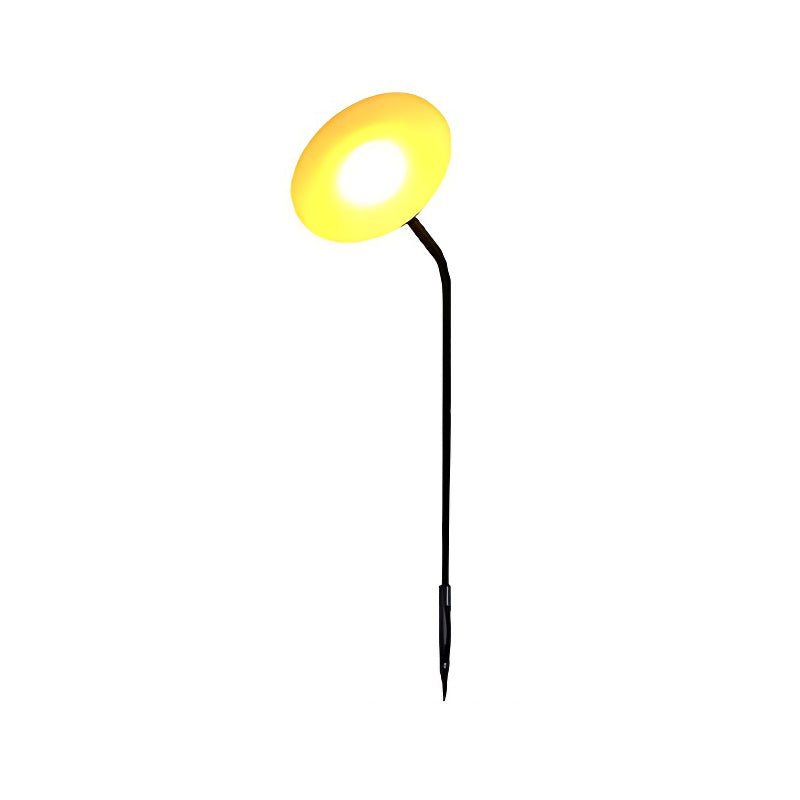 Mushroom Solar Lawn Light — Stainless Steel & Acrylic, Black & Gold, LED 3000K, IP65, Adjustable Pole, 5.9" × 33.5"