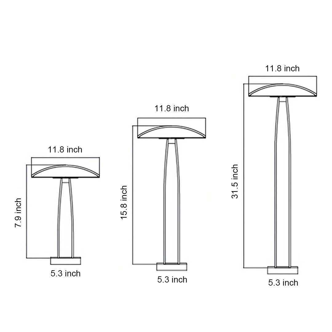 Mushroom Outdoor Bollard Light — Sand-Black Aluminum, LED, 10W/20W/30W, IP65, 3000K