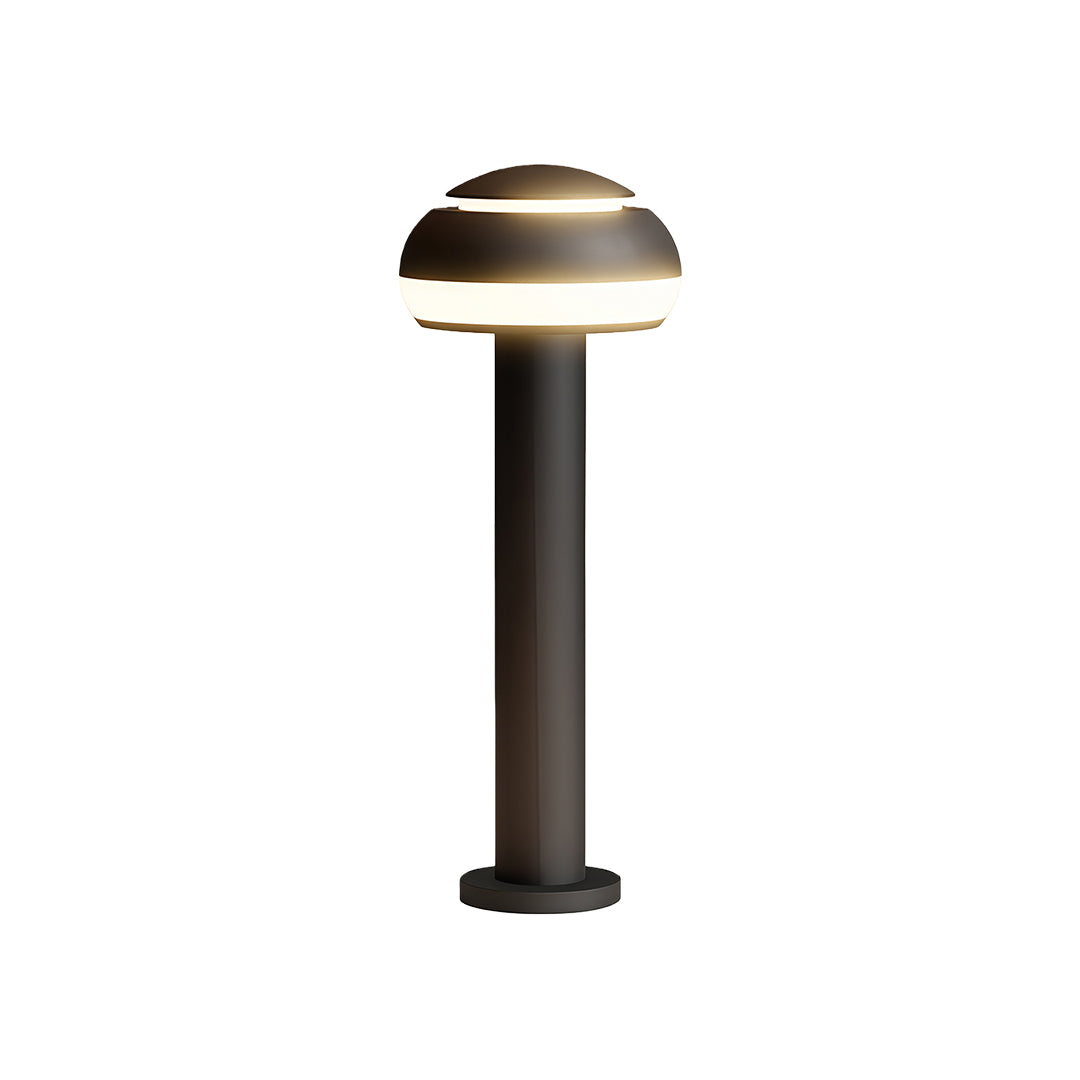 Mushroom Bollard Path Light — Black Aluminum, Integrated LED, IP54, 3 Heights (400–800mm)