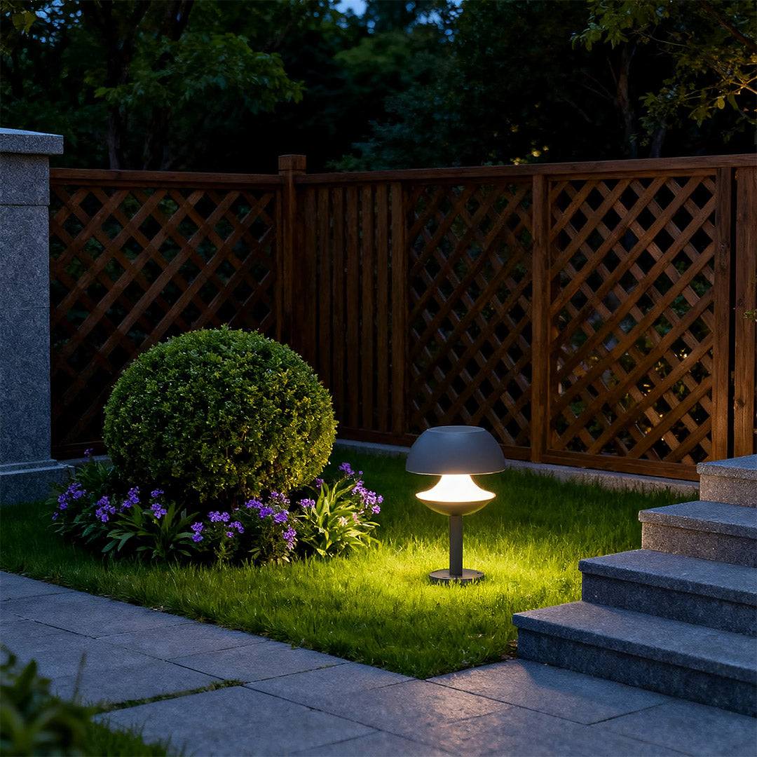 Mushroom Outdoor Path Light — Dual-Color Aluminum, 10W Integrated LED, IP54, 3 Heights