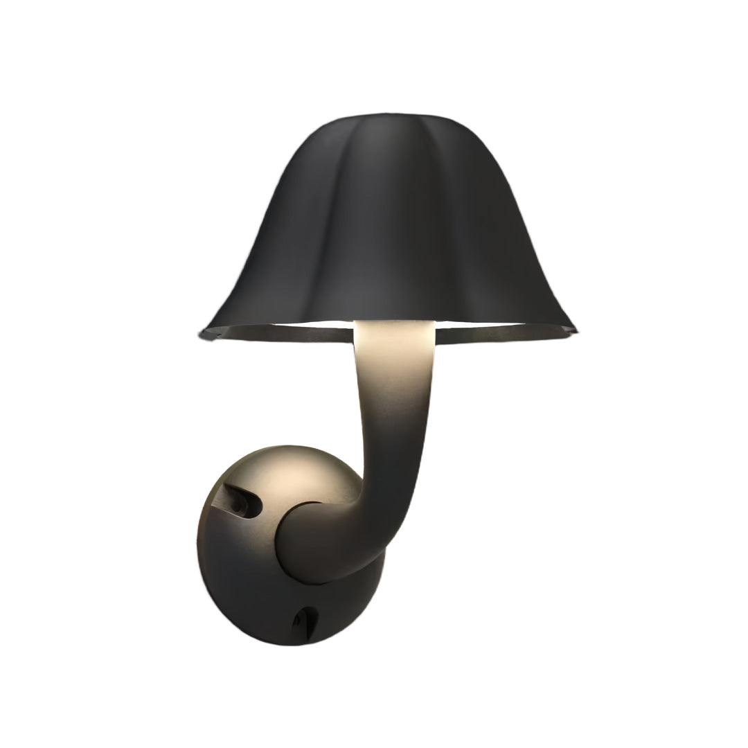 Mushroom Outdoor Wall Sconce — Black Aluminum, 12W LED, IP54 Weatherproof