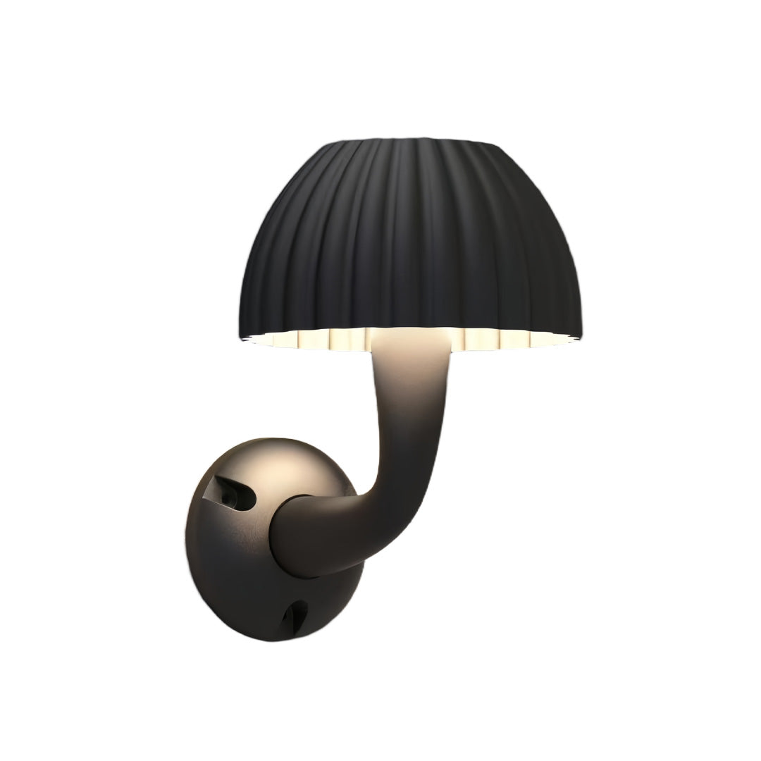 Mushroom Outdoor Wall Sconce — Black Aluminum, 12W LED, IP54 Weatherproof