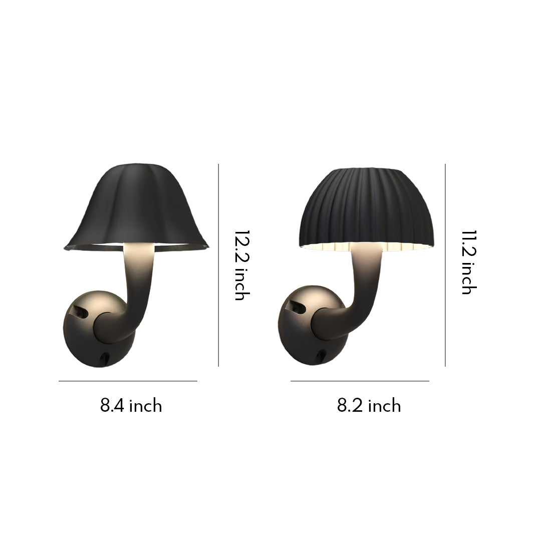 Mushroom Outdoor Wall Sconce — Black Aluminum, 12W LED, IP54 Weatherproof