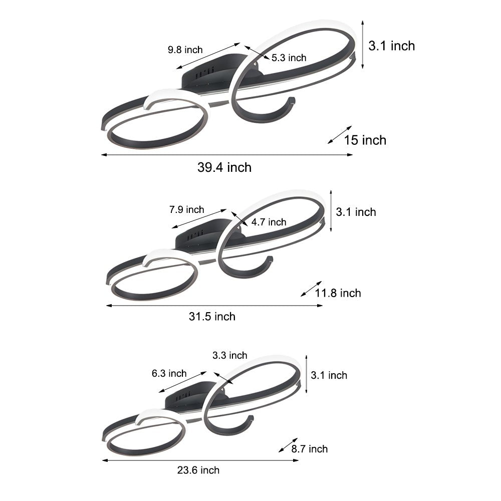 Music Note LED Flush-Mount Ceiling Light — Aluminum, 3000K/6000K, Black / Chrome / Gold
