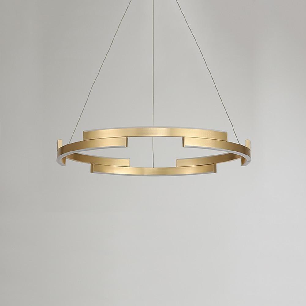 Geometric Circle Pendant Chandelier — Metal, 6-Light LED, Gold or Coffee Finish, Adjustable to 59"