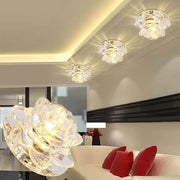 Flower Flush-Mount LED Ceiling Light — Electroplated Glass, Multi-Color RGB / Warm / Cool White, 4" Diameter