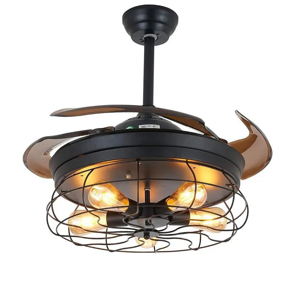 Retractable Ceiling Fan with Light - 3-Blade Farmhouse Design Luxe