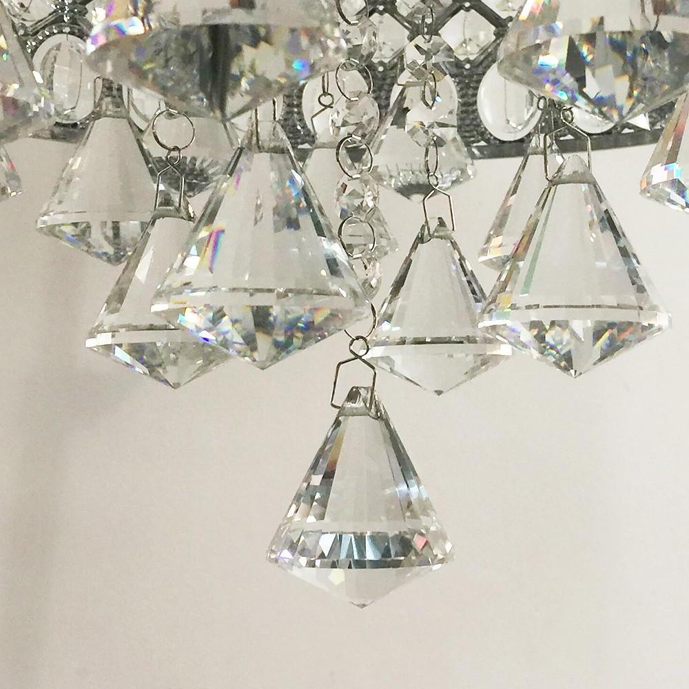 Drum Crystal Flush-Mount Chandelier — Metal and Crystal, 4-Light, E12/E14, 40W, 15" Diameter