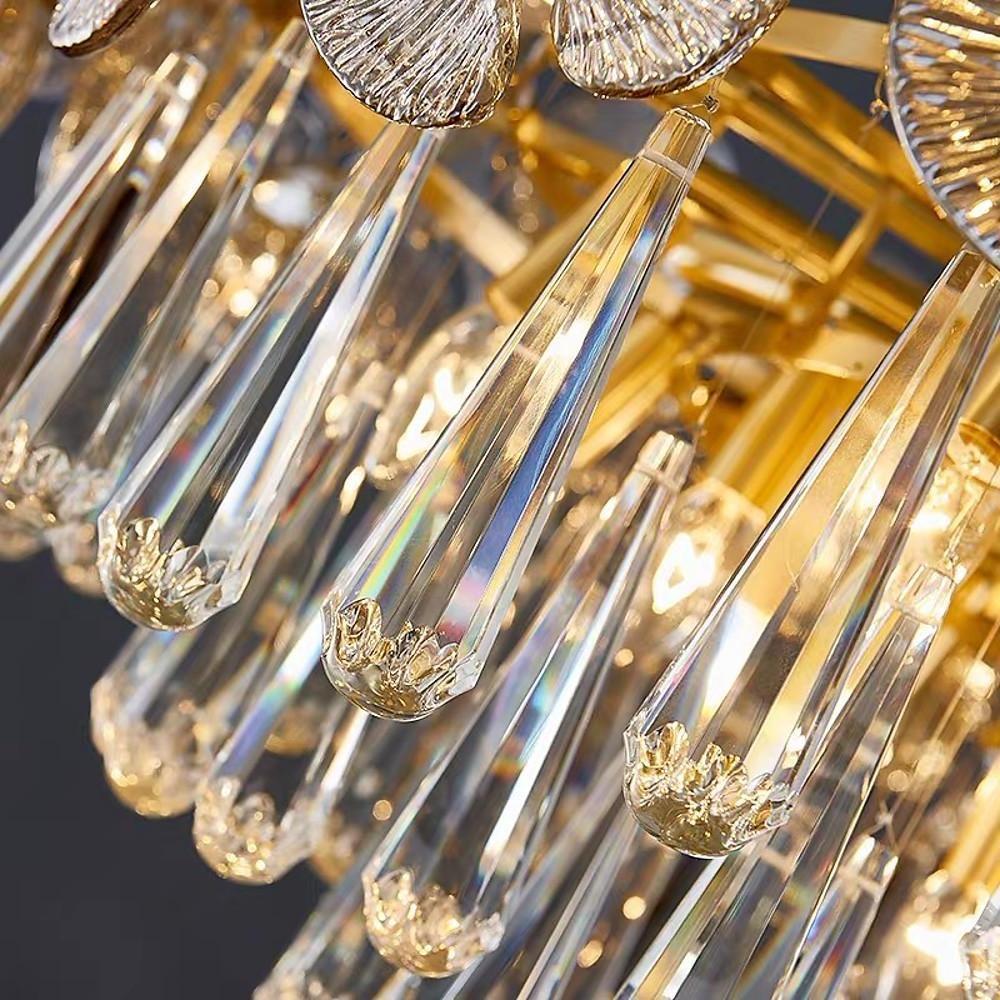 Crystal Candelabra Flush-Mount Chandelier — Metal, 10-Light, E12 LED, 3000–5400K