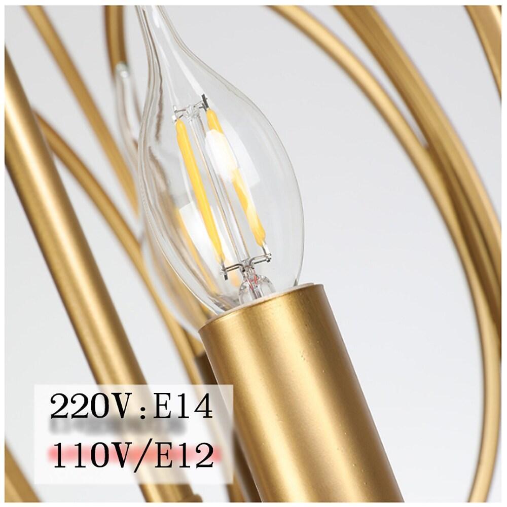 3-Light Brass Globe Cage Chandelier — Brushed Gold, G9 Candlestick, Adjustable Chain, 13" or 18"