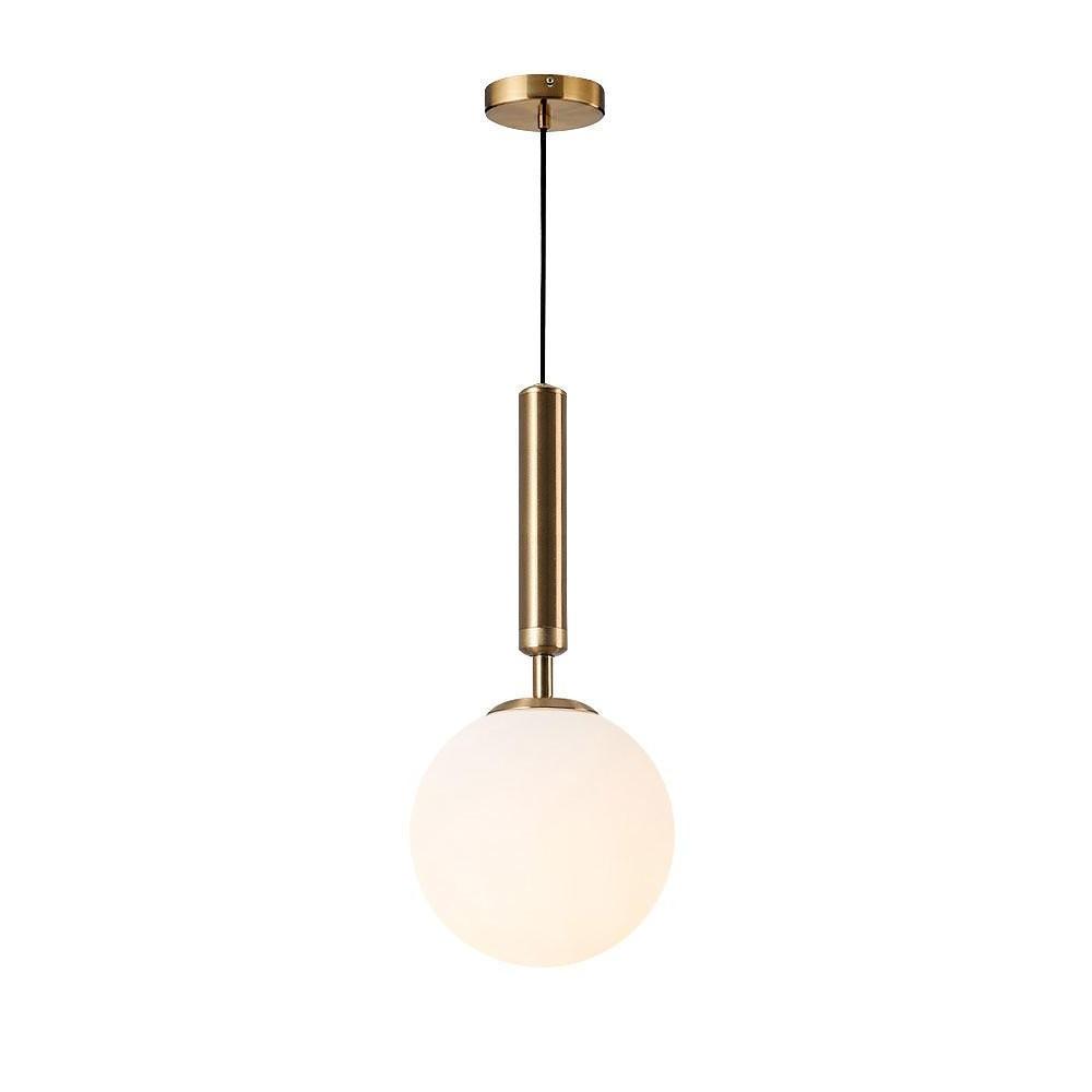 Artistic Globe Mini Pendant — Electroplated Metal and Milky Glass, 1-Light E26/E27, Black or Gold, 8" Diameter
