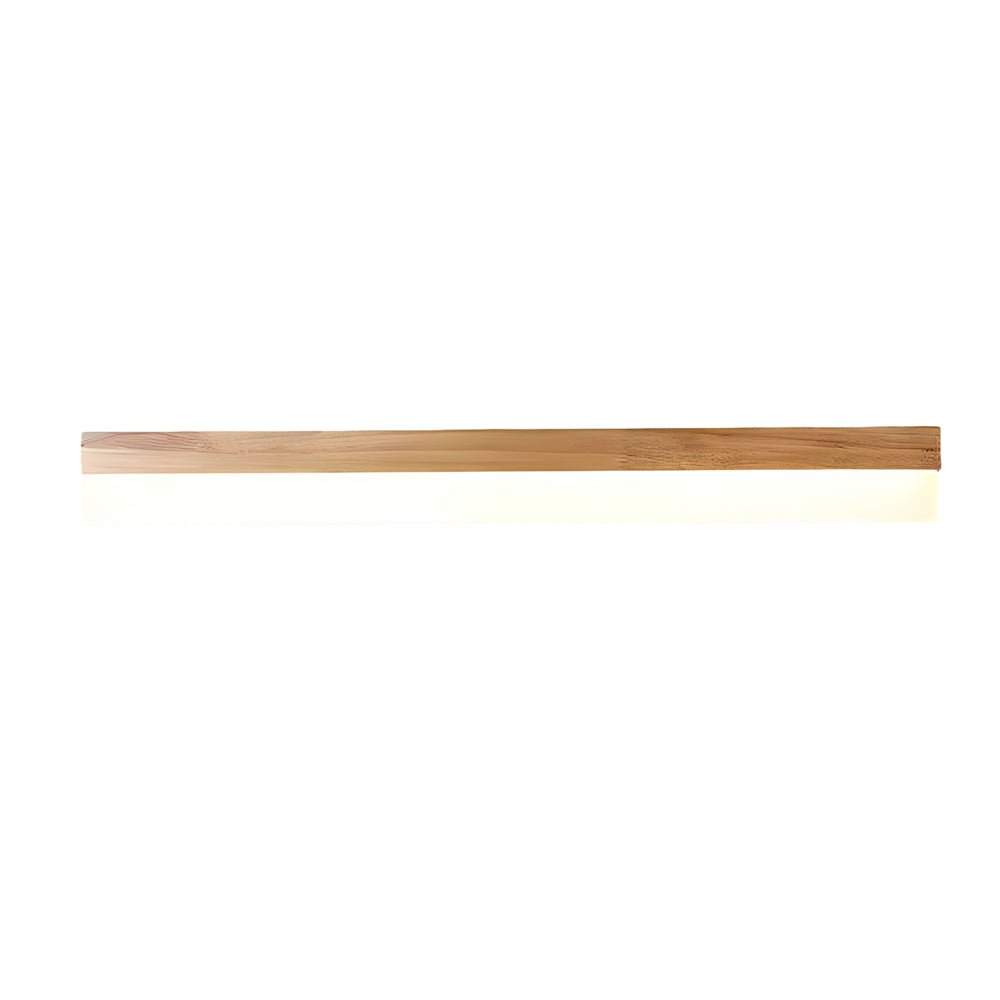 Wooden LED Bathroom Vanity Light Bar — Natural Wood and Plastic Shade, 16", 23", or 31"