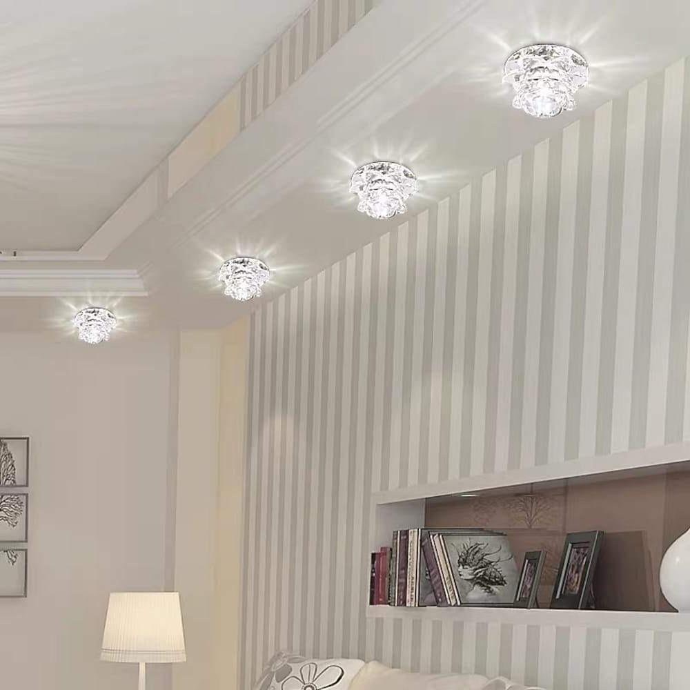 Flower Flush-Mount LED Ceiling Light — Electroplated Glass, Multi-Color RGB / Warm / Cool White, 4" Diameter