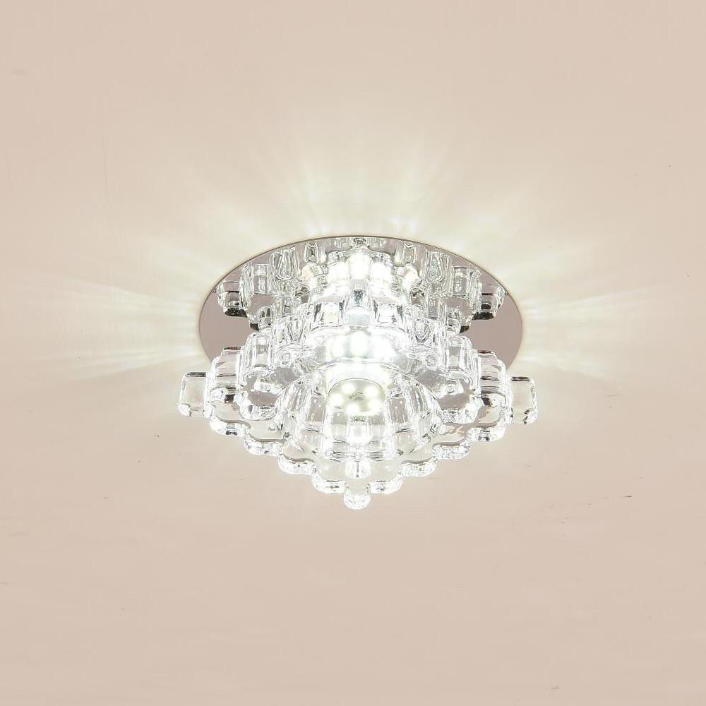 Geometric Crystal Flush-Mount Chandelier — Metal, LED, 7W, 4" Diameter