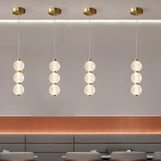 Geometric Globe Mini Pendant Lights, Set of 3 — Copper and Acrylic, LED Integrated, 14W, Adjustable 47.2" Cord