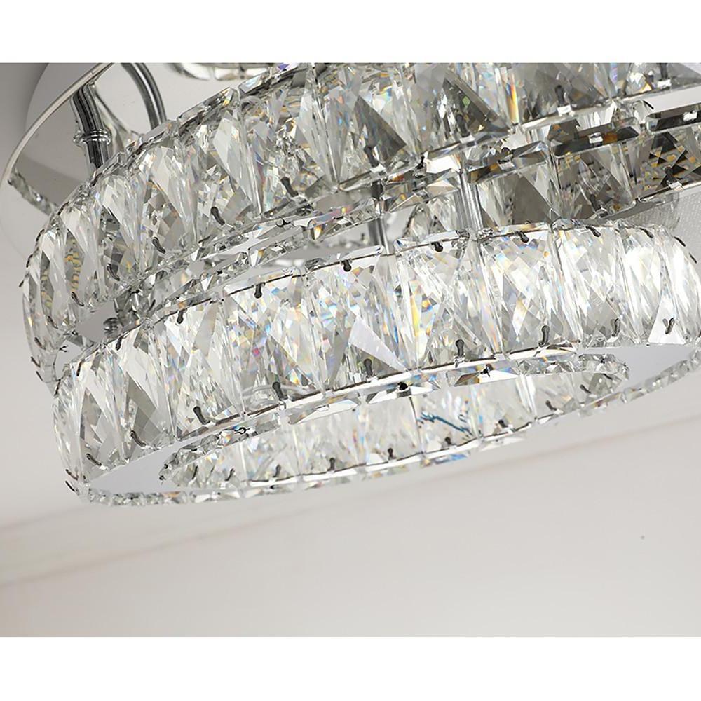 Overlapping Circles Crystal Flush-Mount Ceiling Light — Stainless Steel, LED, 20" Diameter