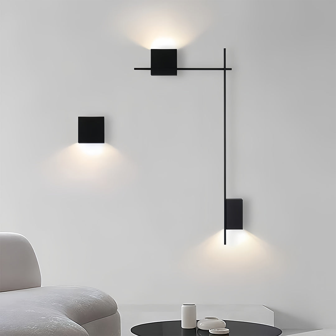 Minimalist Rectangular Linear Wall Sconce — Black Iron, LED, 3-Step Dimming (3000K/4000K/6000K), 5W–10W